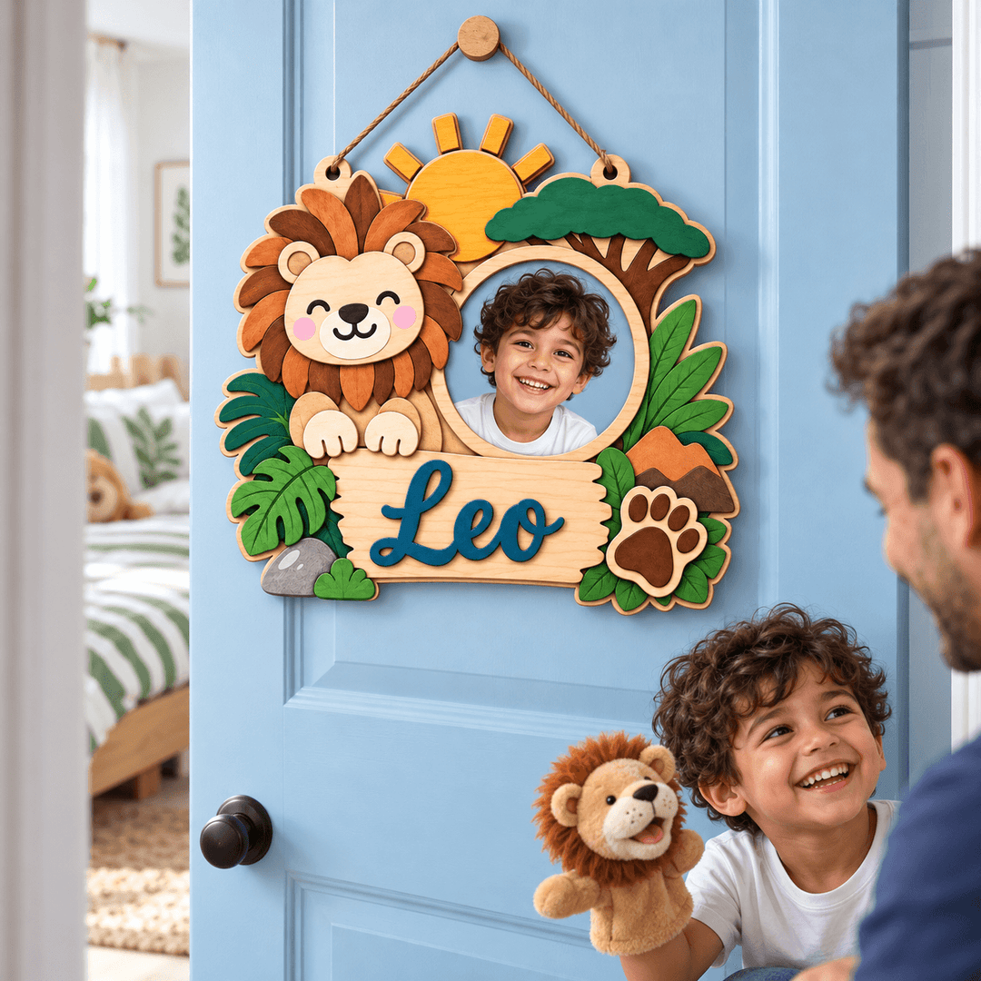 Personalized Kids Name & Photo Sign for Door & Wall Woodemon