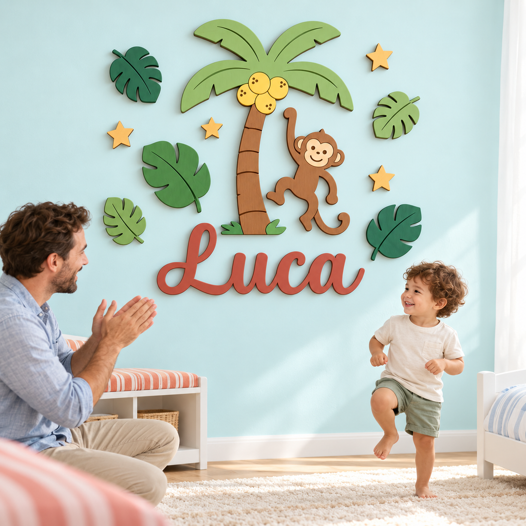 Personalized Wooden Nursery Name Sign – Cute Animal Themes Woodemon
