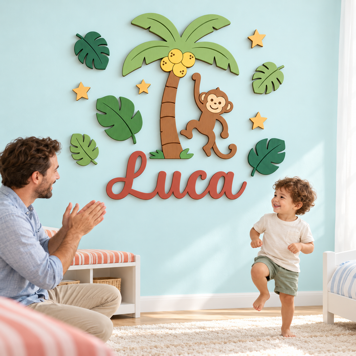 Personalized Wooden Nursery Name Sign – Cute Animal Themes Woodemon
