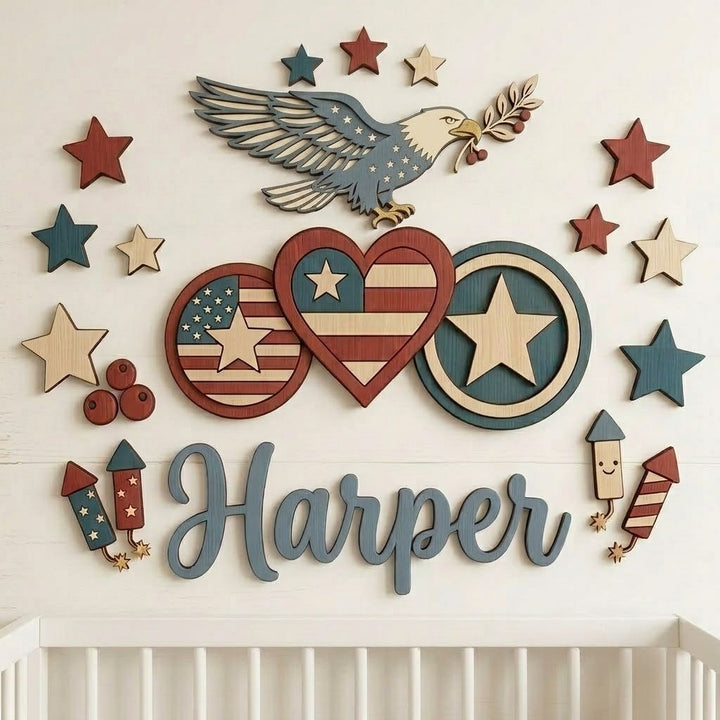 Personalized Independence Day Name Sign