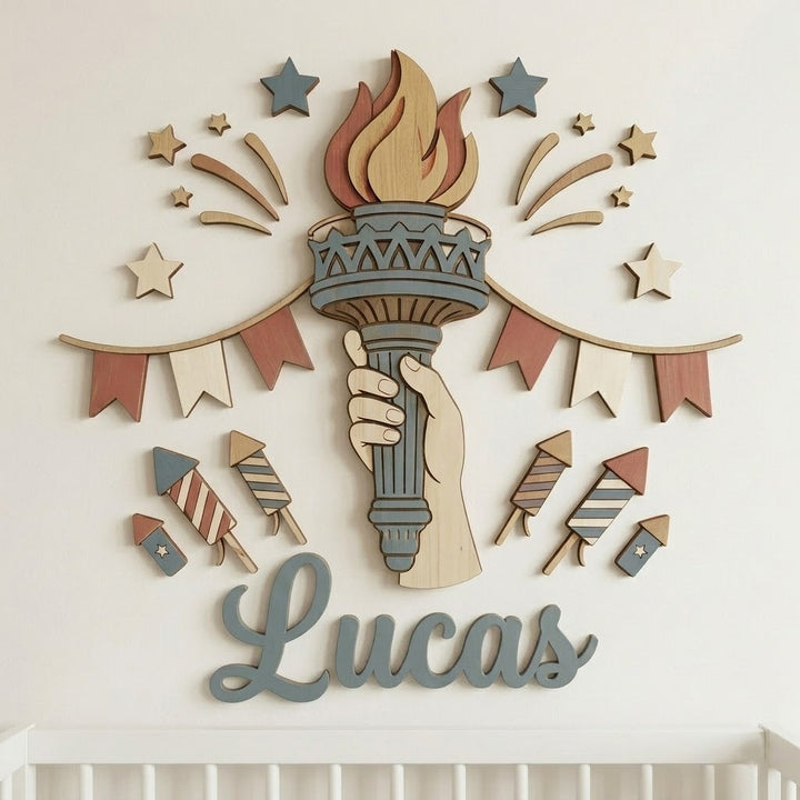 Personalized Independence Day Name Sign