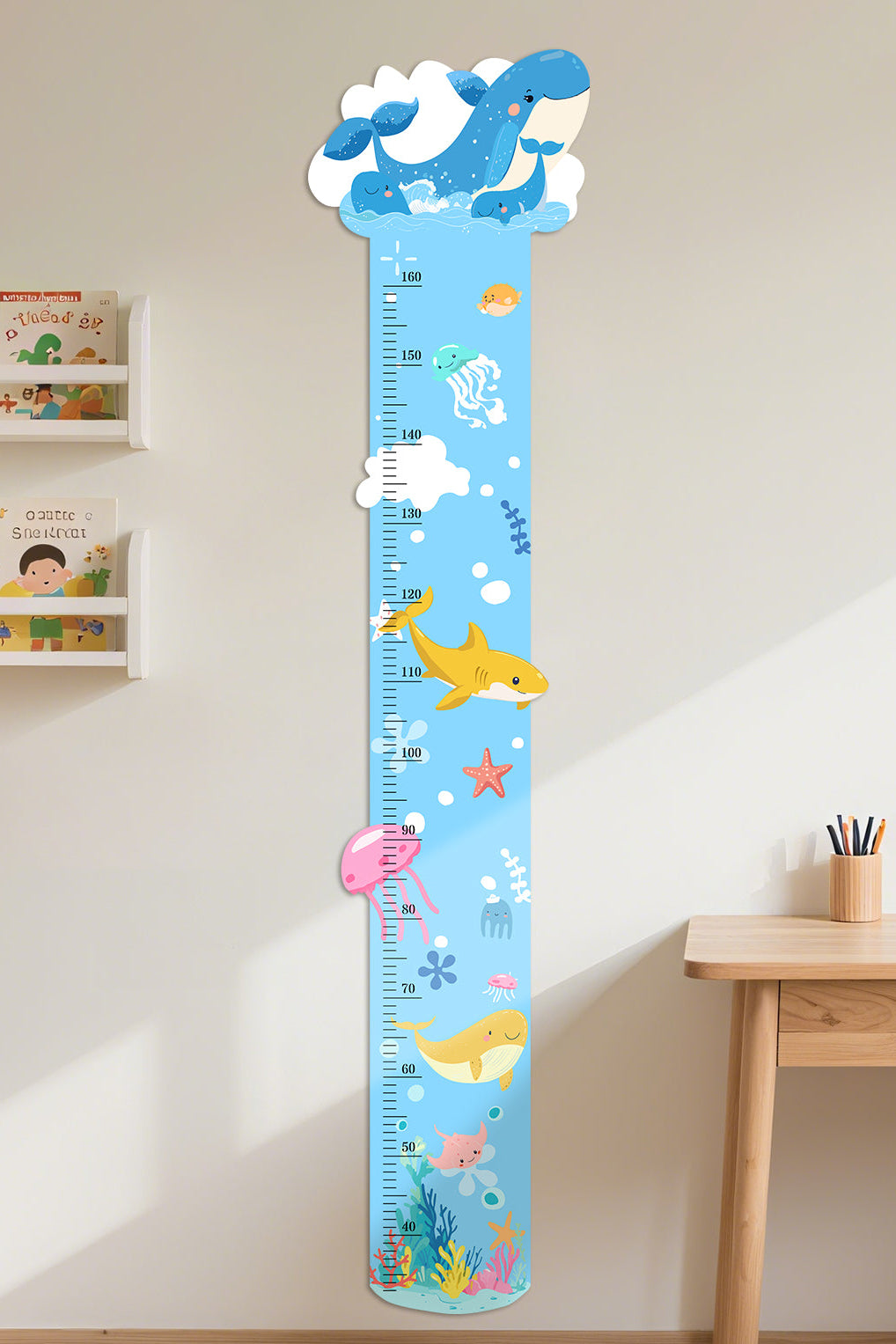 Personalized Ocean Theme Wooden Growth Chart for Kids Woodemon