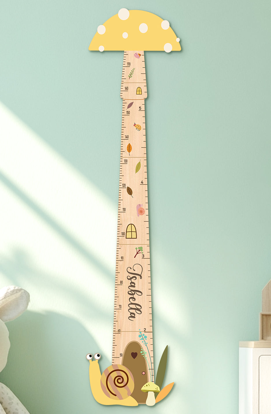 Personalized Wooden Mushroom Growth Chart for Kids Woodemon