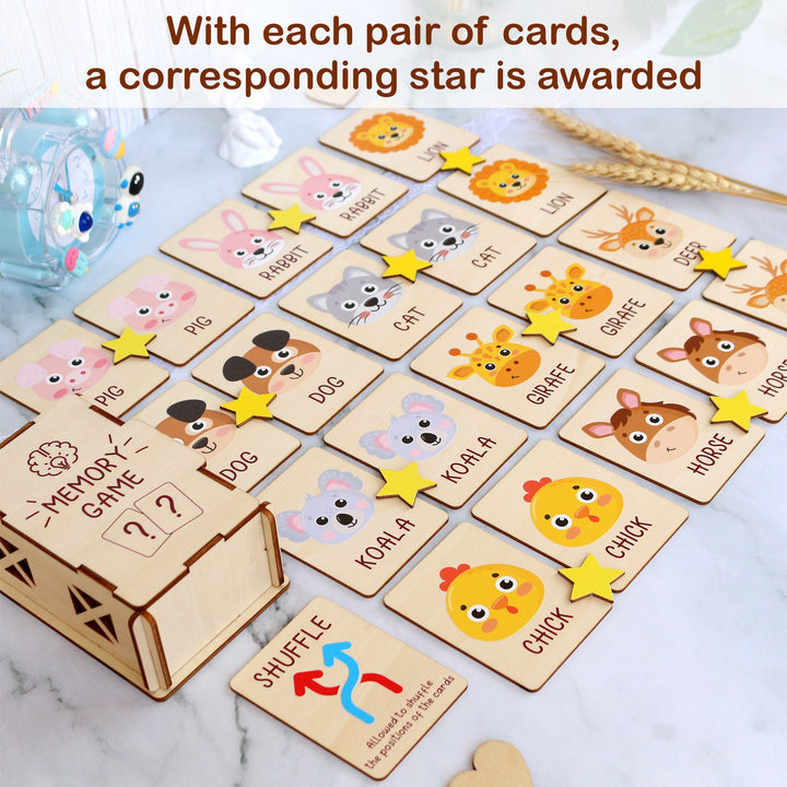Personalized Wooden Animal Memory Matching Game for Kids Woodemon