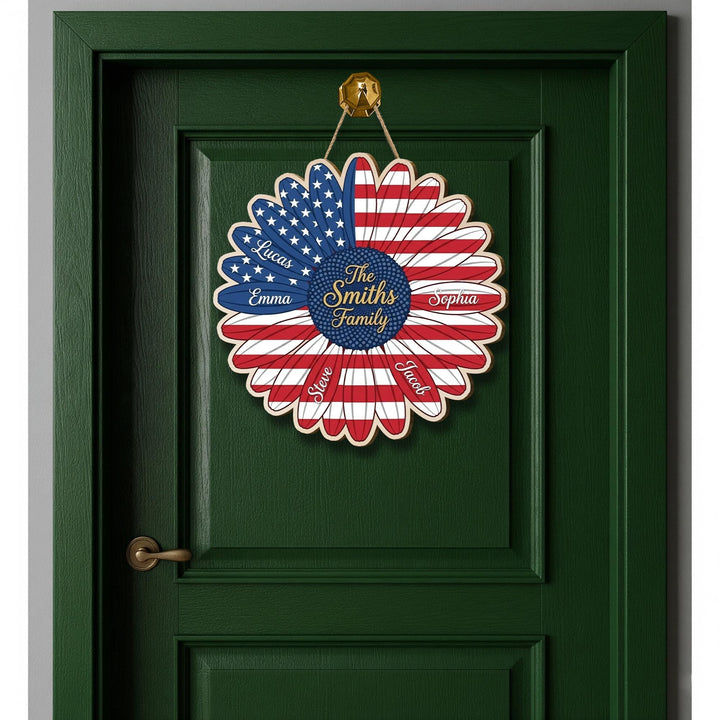 Personalized Independence Day Wooden Family Name Sign