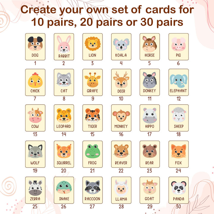 Personalized Wooden Animal Memory Matching Game for Kids Woodemon