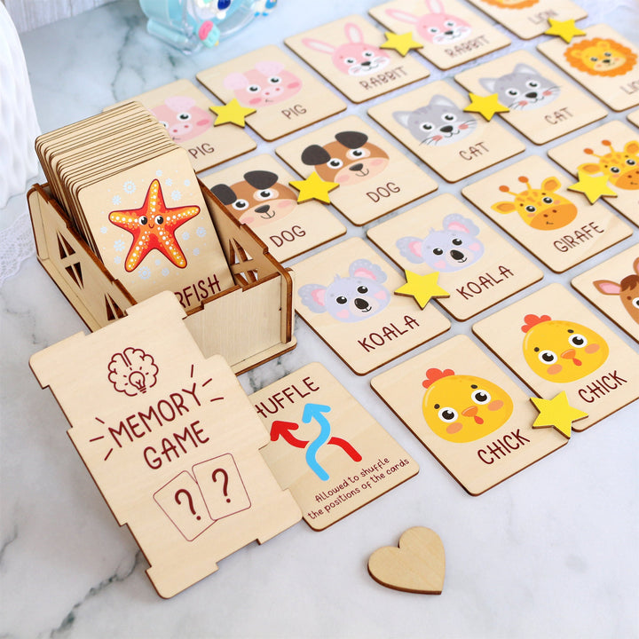 Personalized Wooden Animal Memory Matching Game for Kids Woodemon