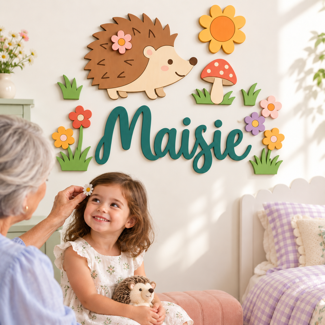 Personalized Wooden Nursery Name Sign – Cute Animal Themes Woodemon