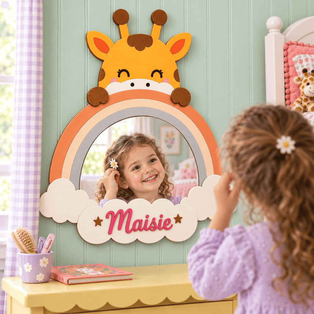 Personalized Animal Nursery Mirror for Baby Woodemon