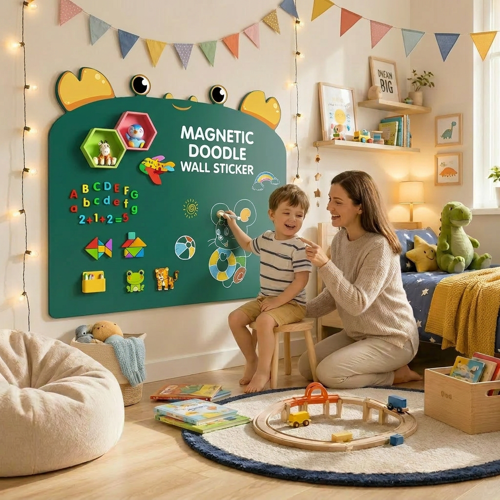 Kids Doodle Wall Sticker - Reusable Write & Wipe Learning Board