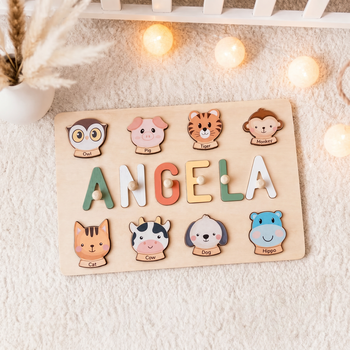 Personalized Wooden Baby Name Puzzle-Element With Name