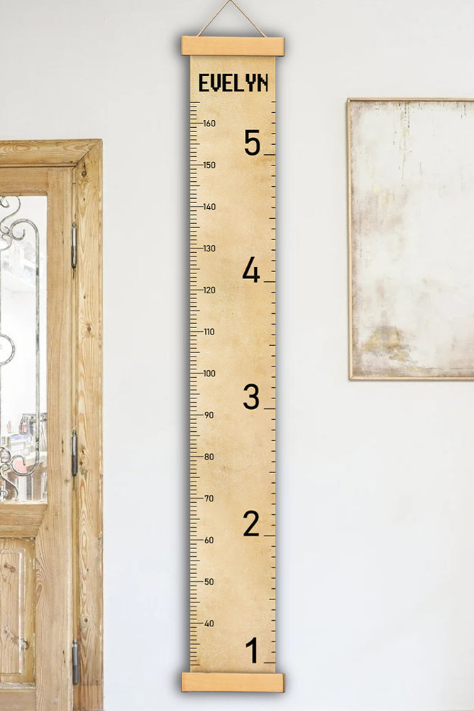 Personalized Vintage Style Hanging Canvas Height Ruler – Woodemon