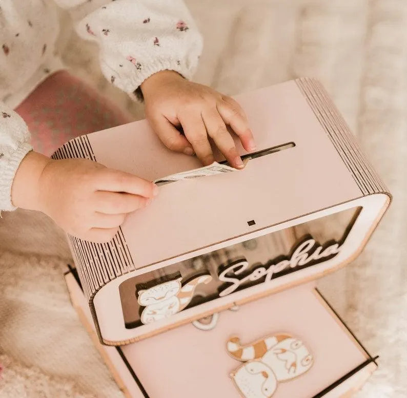 Personalized Wooden Piggy Bank Gifts for Kids