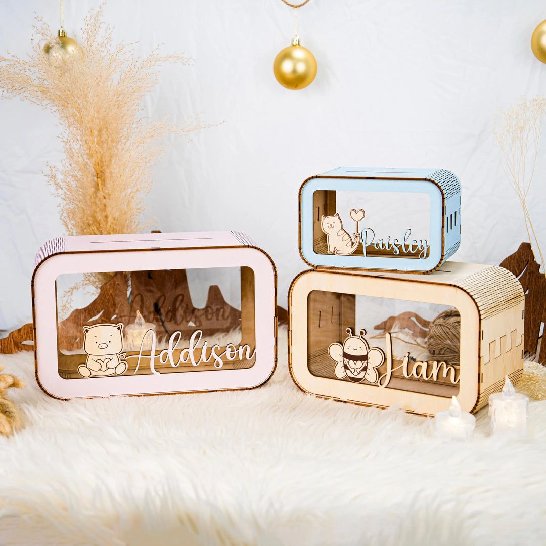 Personalized Wooden Piggy Bank Gifts for Kids