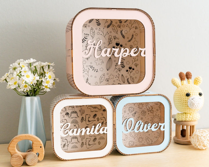 Personalized Wooden Piggy Bank for Kids