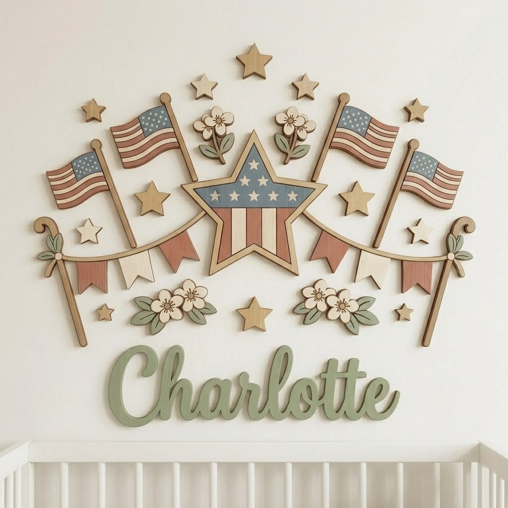 Personalized Independence Day Name Sign