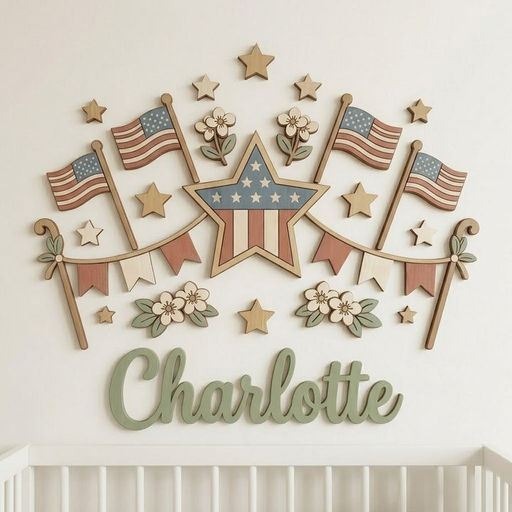 Personalized Independence Day Name Sign