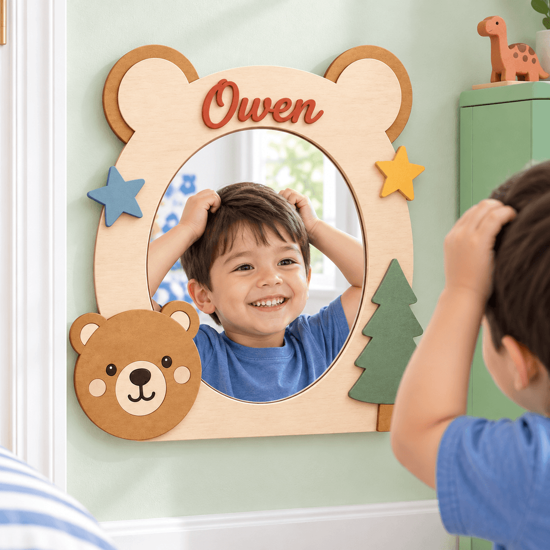 Personalized Animal Nursery Mirror for Baby Woodemon