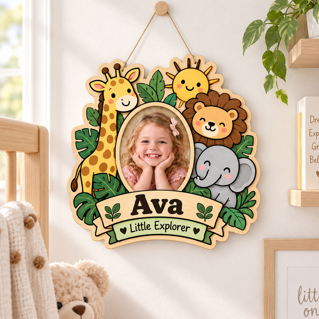 Personalized Kids Name & Photo Sign for Door & Wall Woodemon