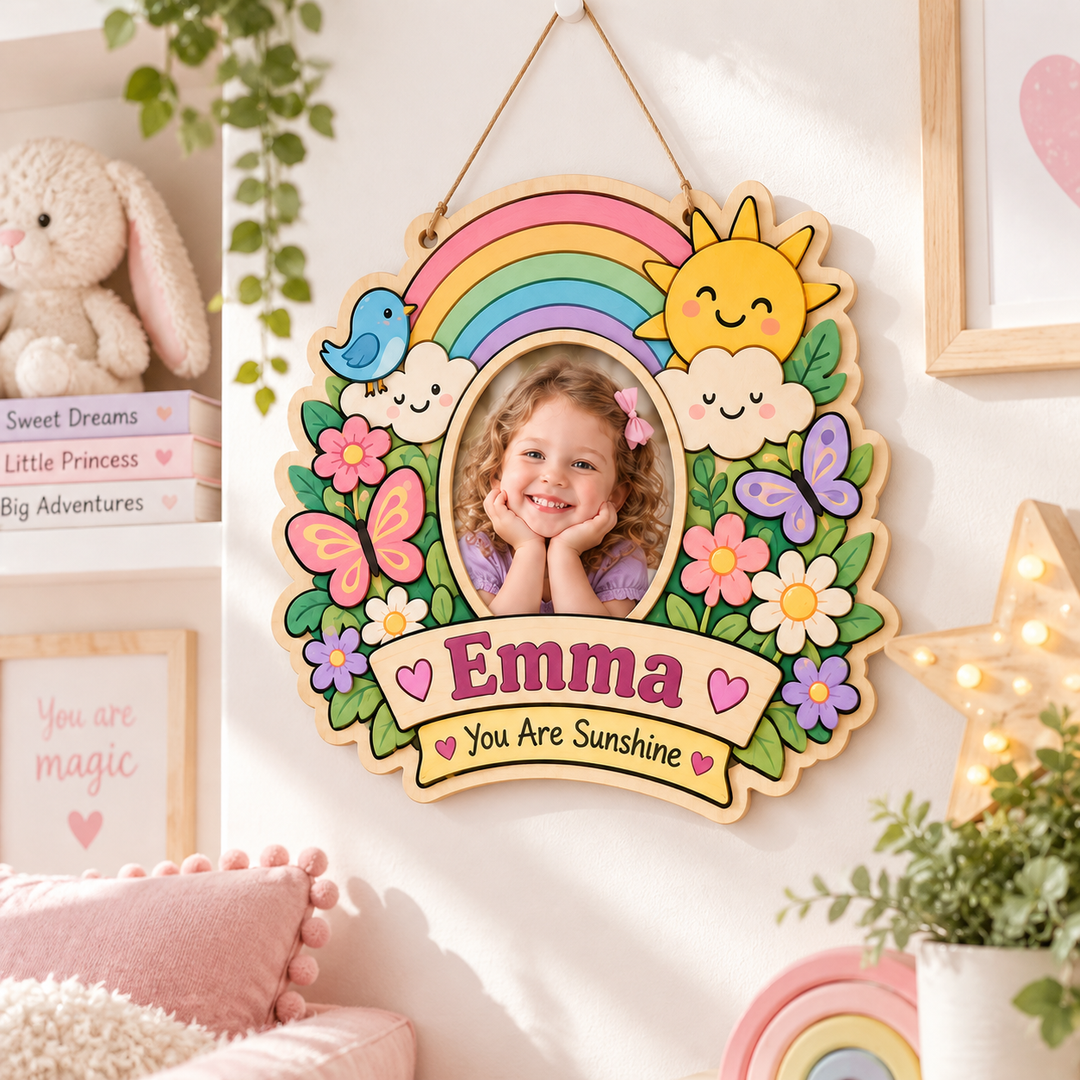 Personalized Kids Name & Photo Sign for Door & Wall Woodemon
