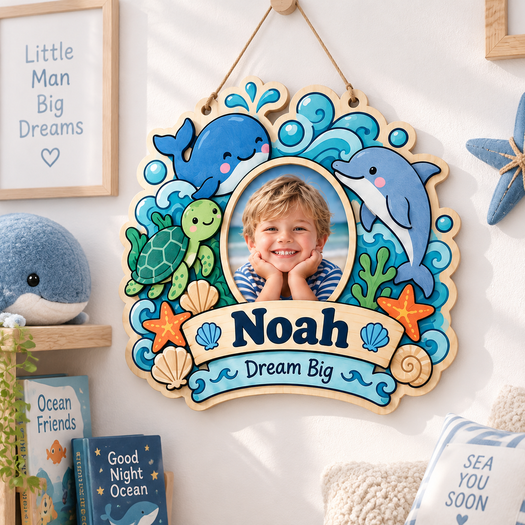 Personalized Kids Name & Photo Sign for Door & Wall Woodemon