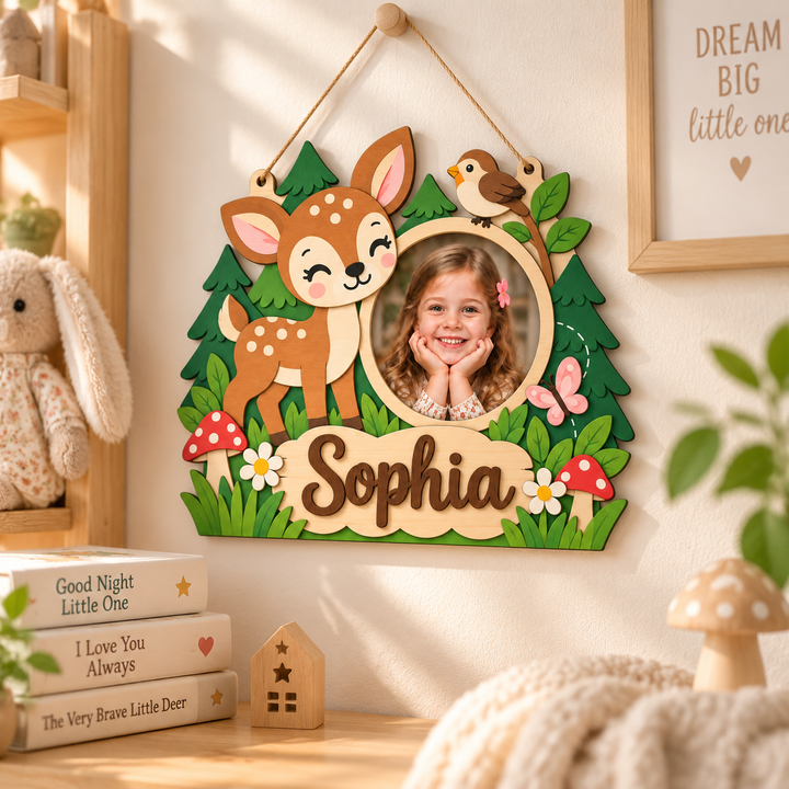 Personalized Kids Name & Photo Sign for Door & Wall Woodemon