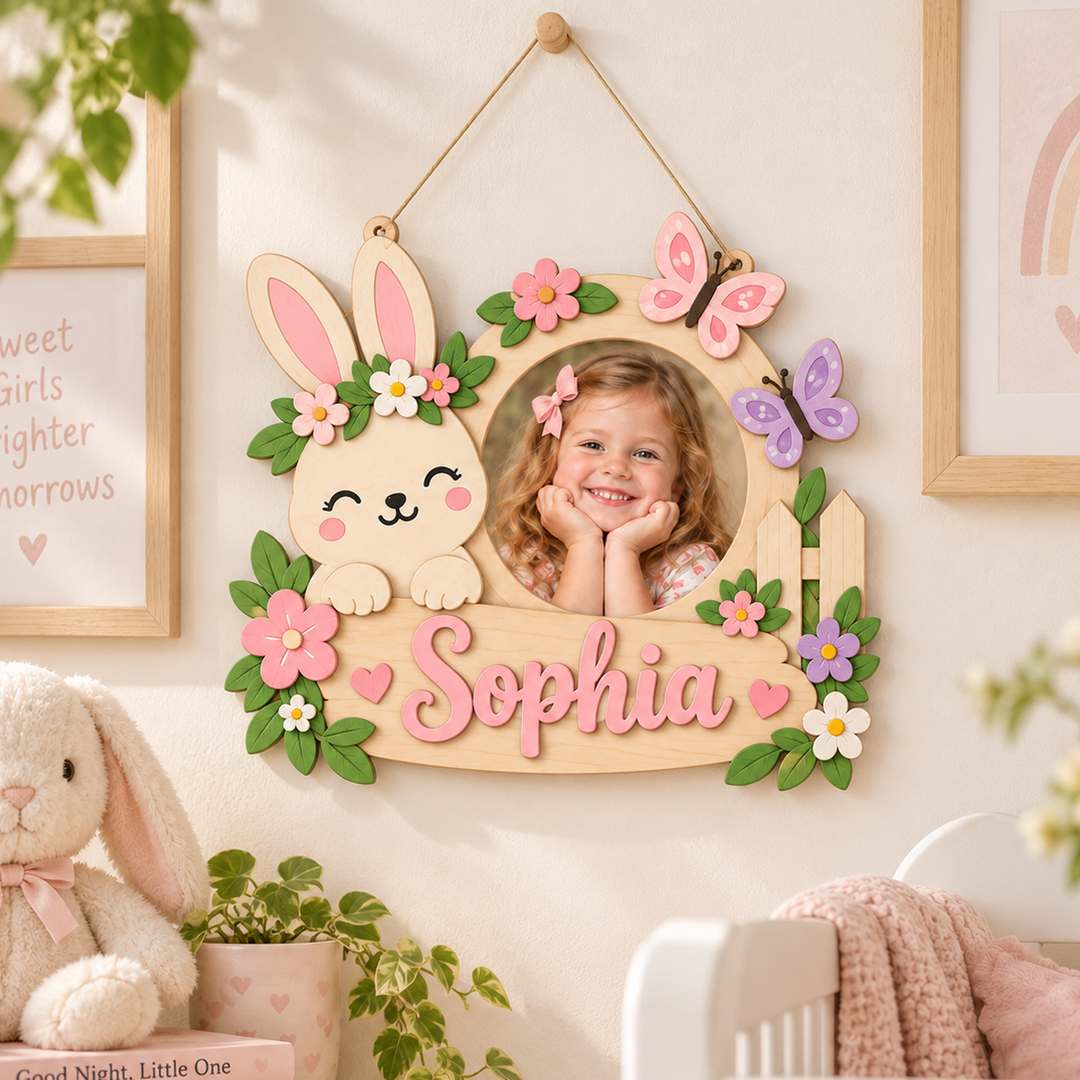 Personalized Kids Name & Photo Sign for Door & Wall Woodemon