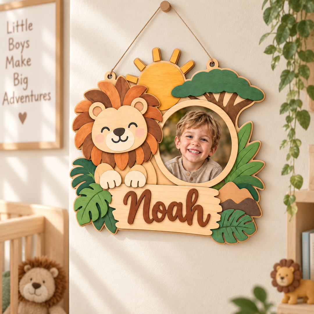 Personalized Kids Name & Photo Sign for Door & Wall Woodemon