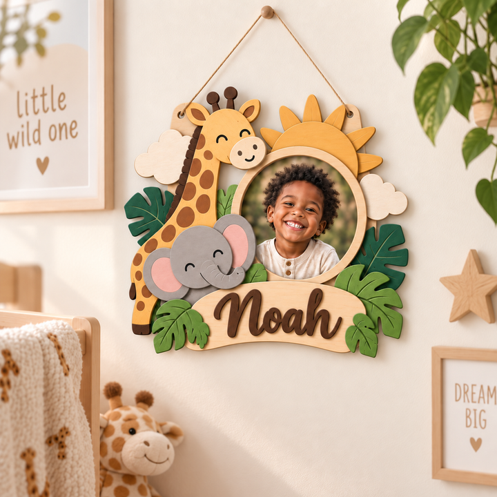 Personalized Kids Name & Photo Sign for Door & Wall Woodemon