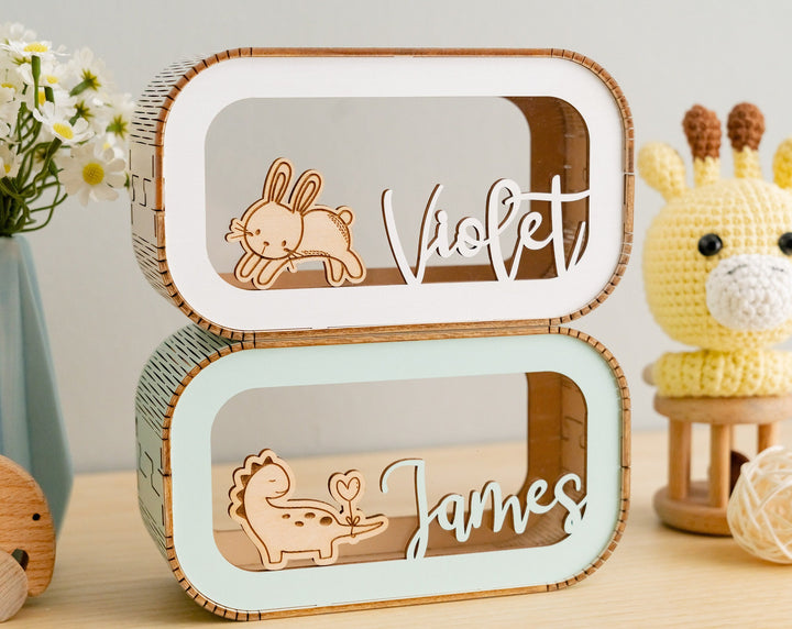 Personalized Wooden Piggy Bank for Kids
