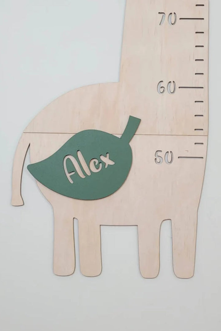 Personalized Wooden Height Growth Chart Ruler - Giraffe - Name Custom