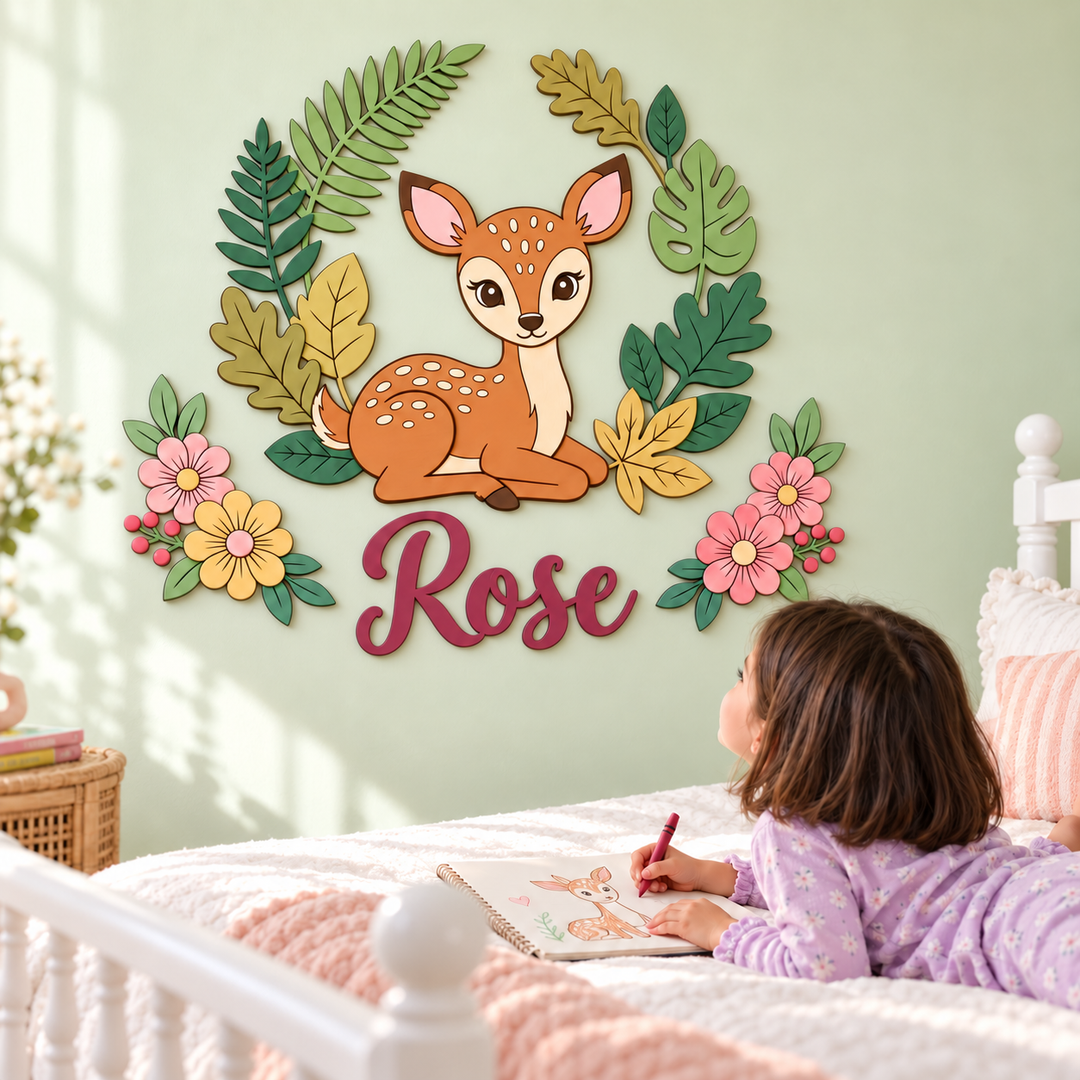 Personalized Wooden Nursery Name Sign – Cute Animal Themes Woodemon
