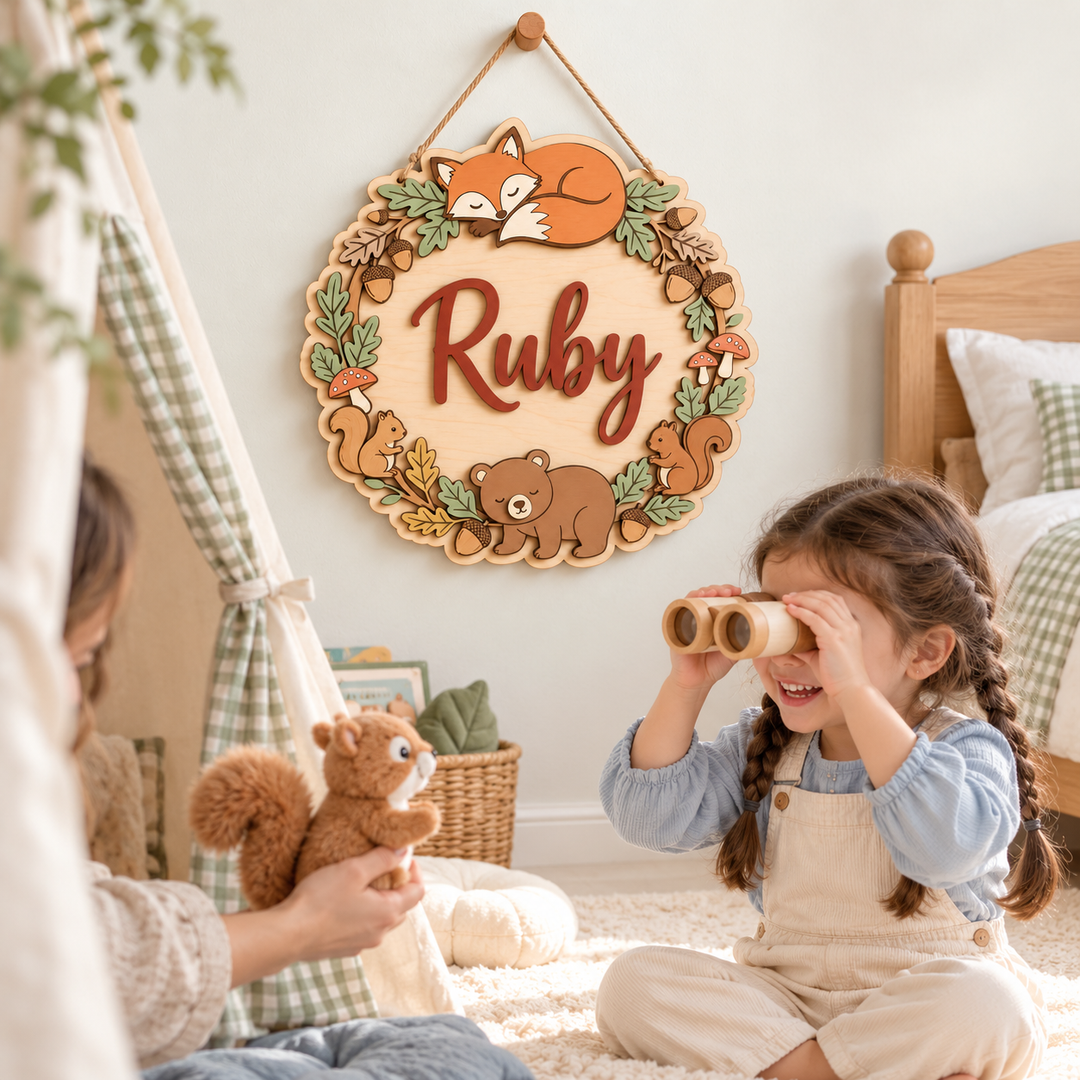 Personalized Kids Name Sign for Door & Wall Woodemon