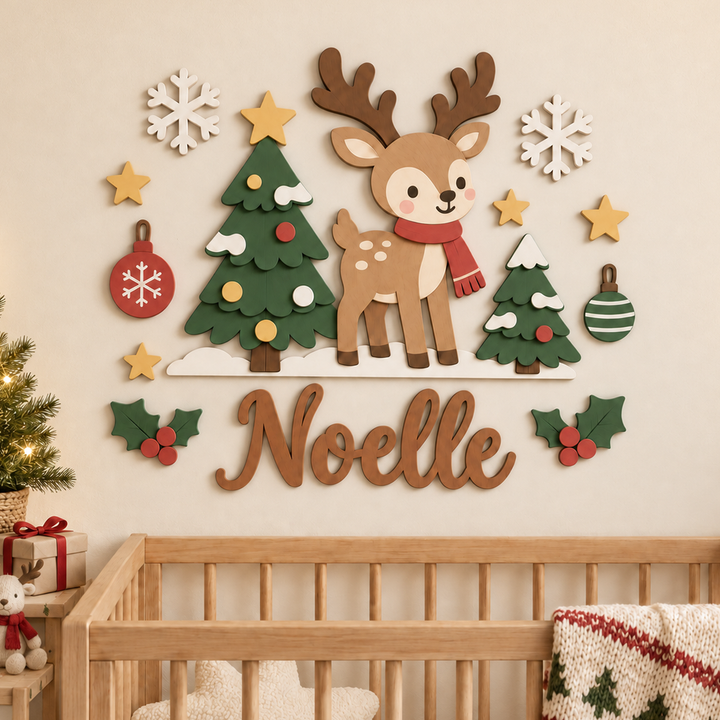 Personalized Christmas Nursery Name Sign Woodemon