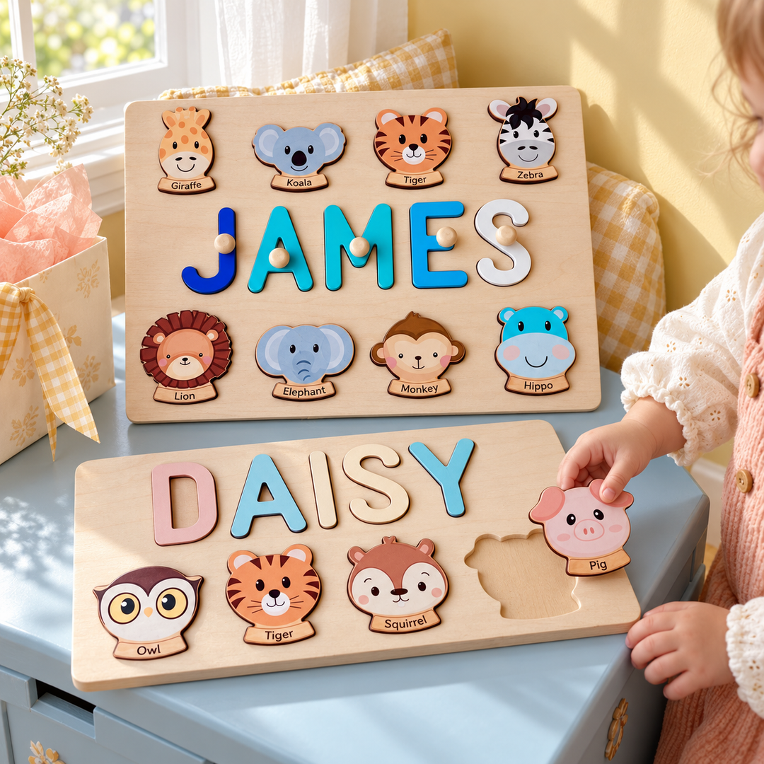 Personalized Wooden Baby Name Puzzle-Element With Name woodemon