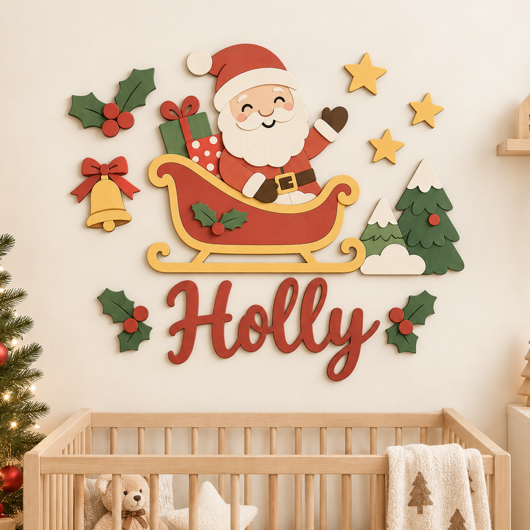 Personalized Christmas Nursery Name Sign Woodemon