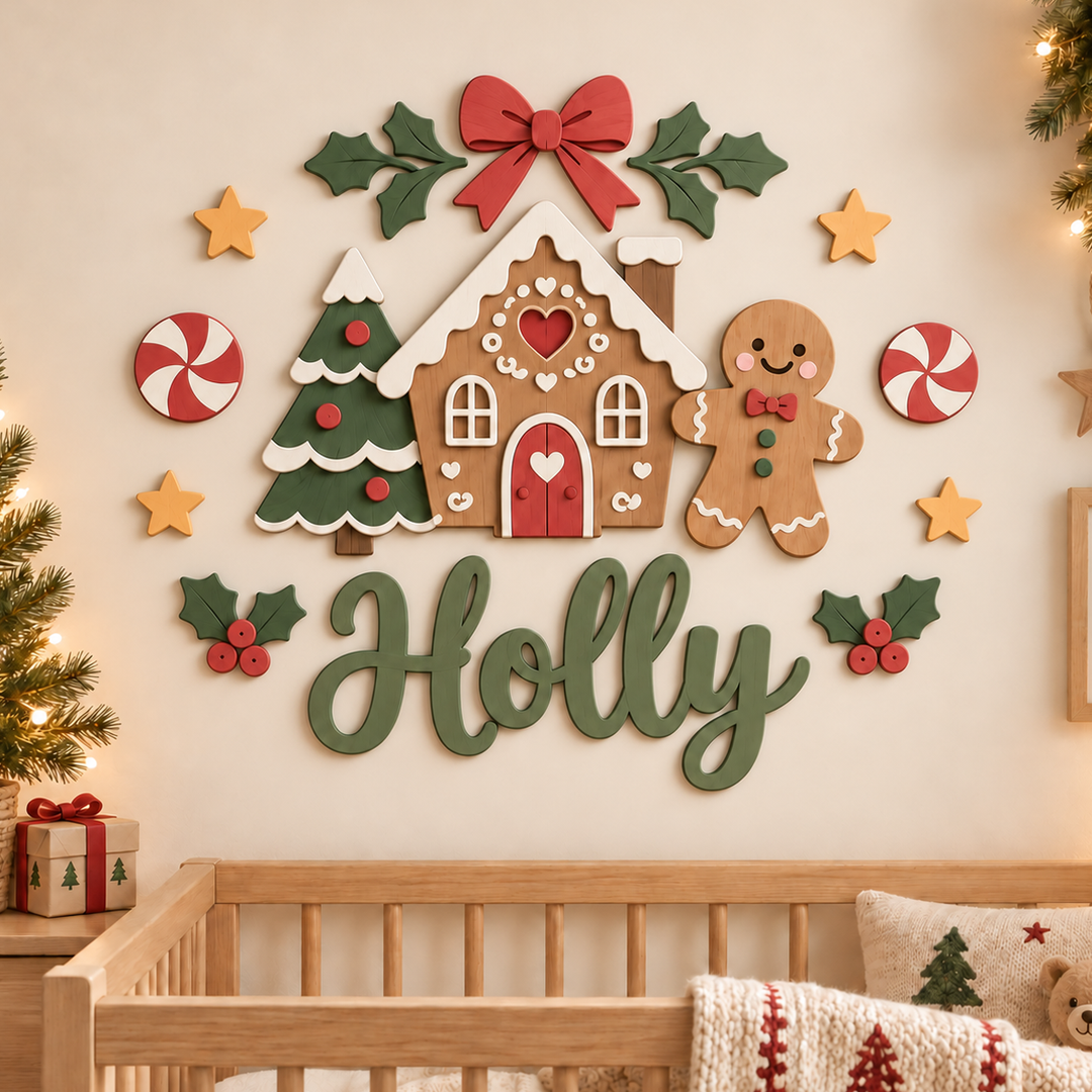 Personalized Christmas Nursery Name Sign Woodemon