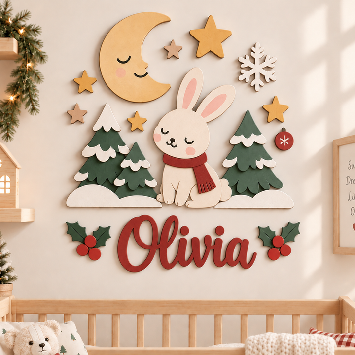 Personalized Christmas Nursery Name Sign Woodemon