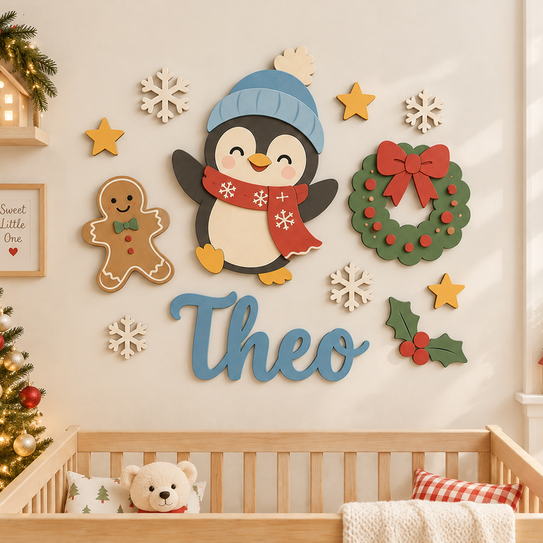 Personalized Christmas Nursery Name Sign Woodemon
