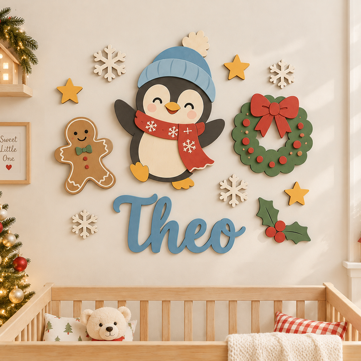 Personalized Christmas Nursery Name Sign Woodemon