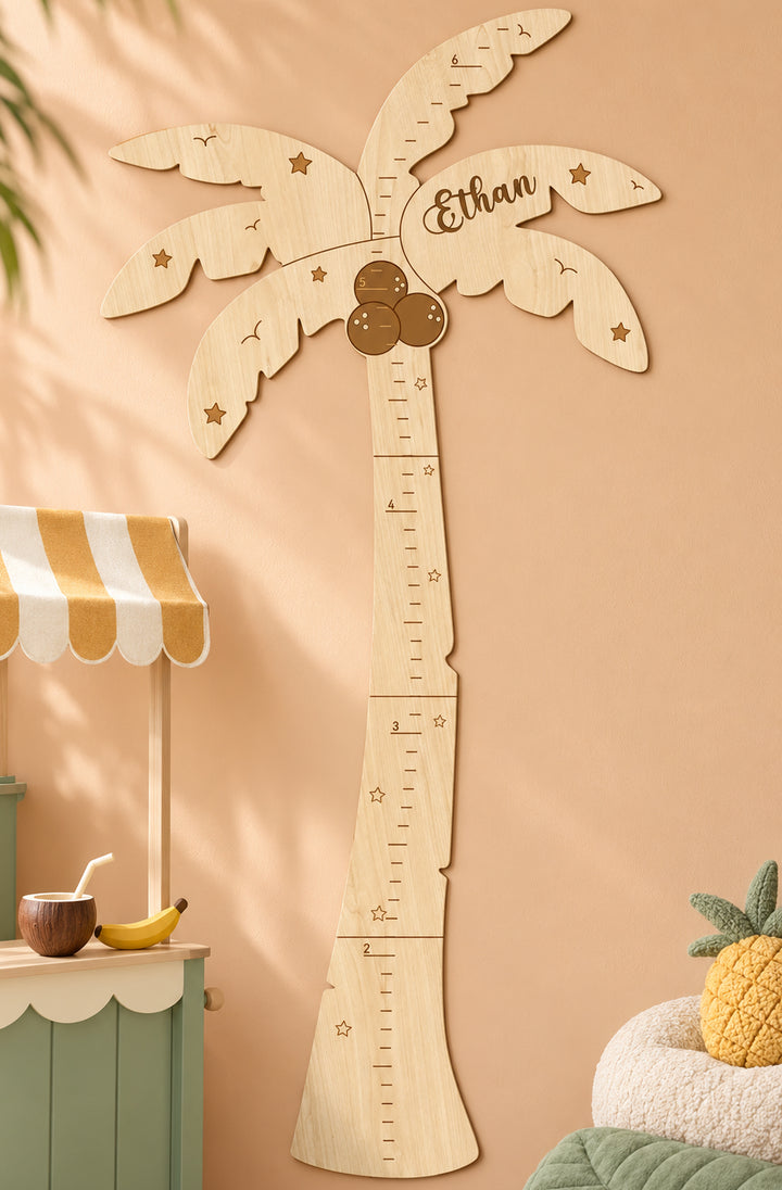 Personalized Wooden Palm Tree Growth Chart for Kids Woodemon