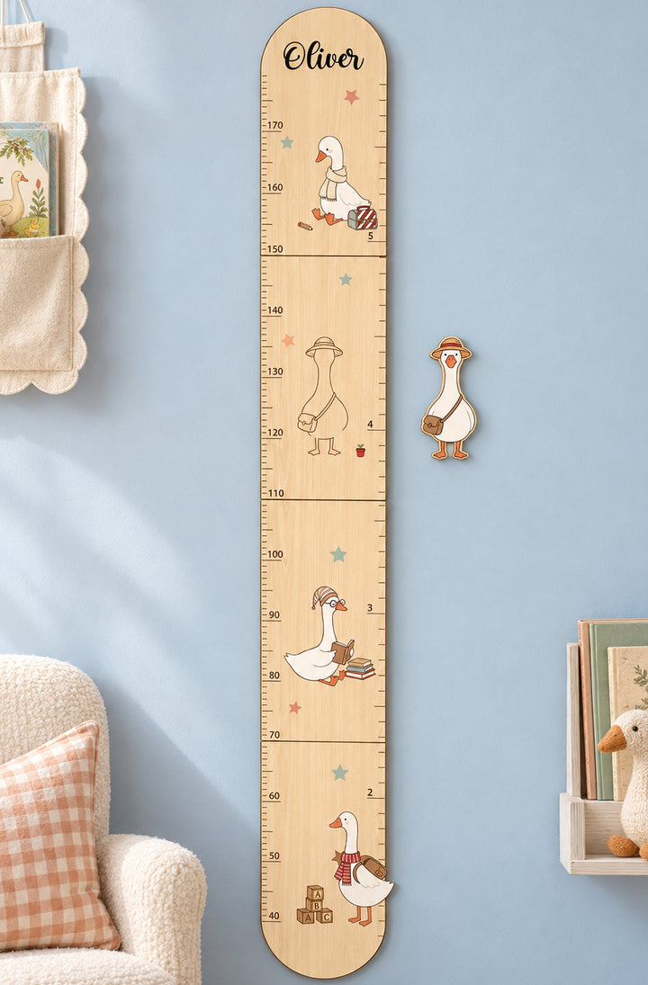 Personalized Wooden Goose Growth Chart with DIY Decor for Kids Woodemon