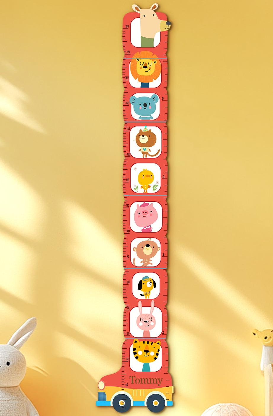 Personalized Wooden Safari Animal Growth Chart for Kids Woodemon
