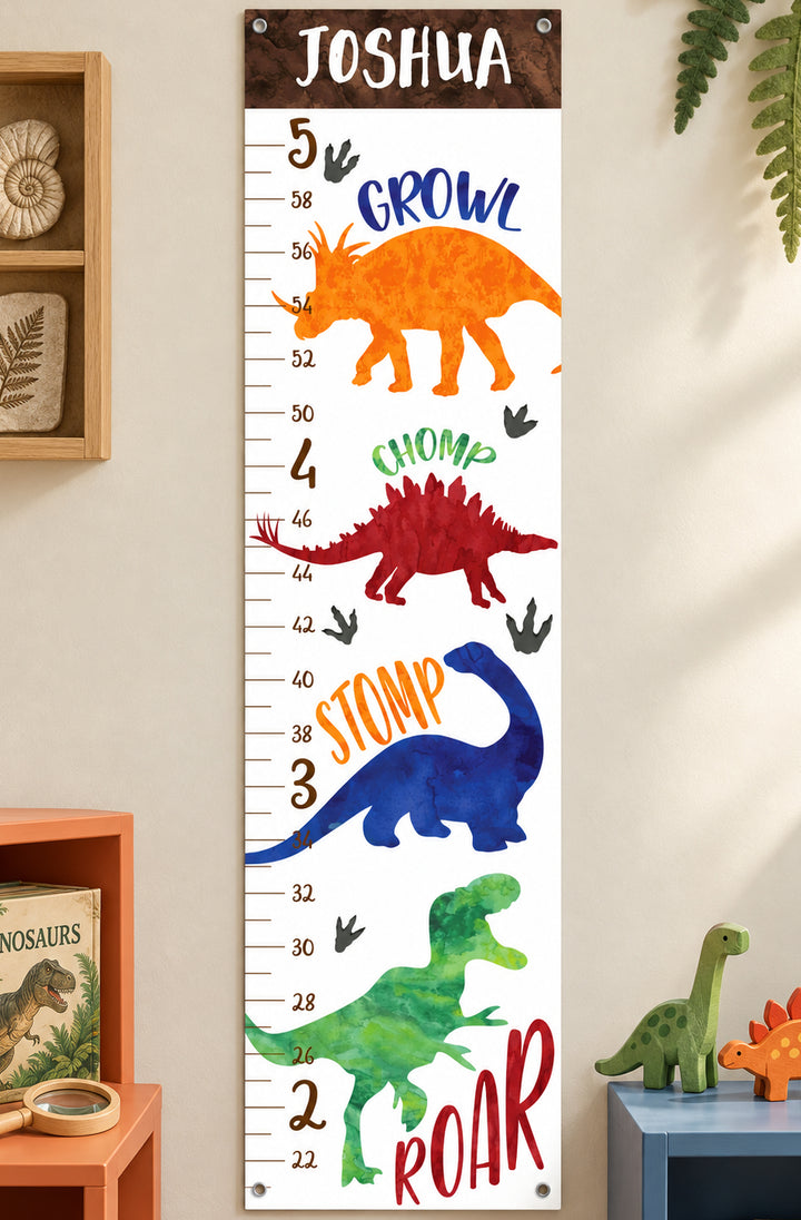 Personalized Dinosaur Hanging Canvas Height Ruler Woodemon