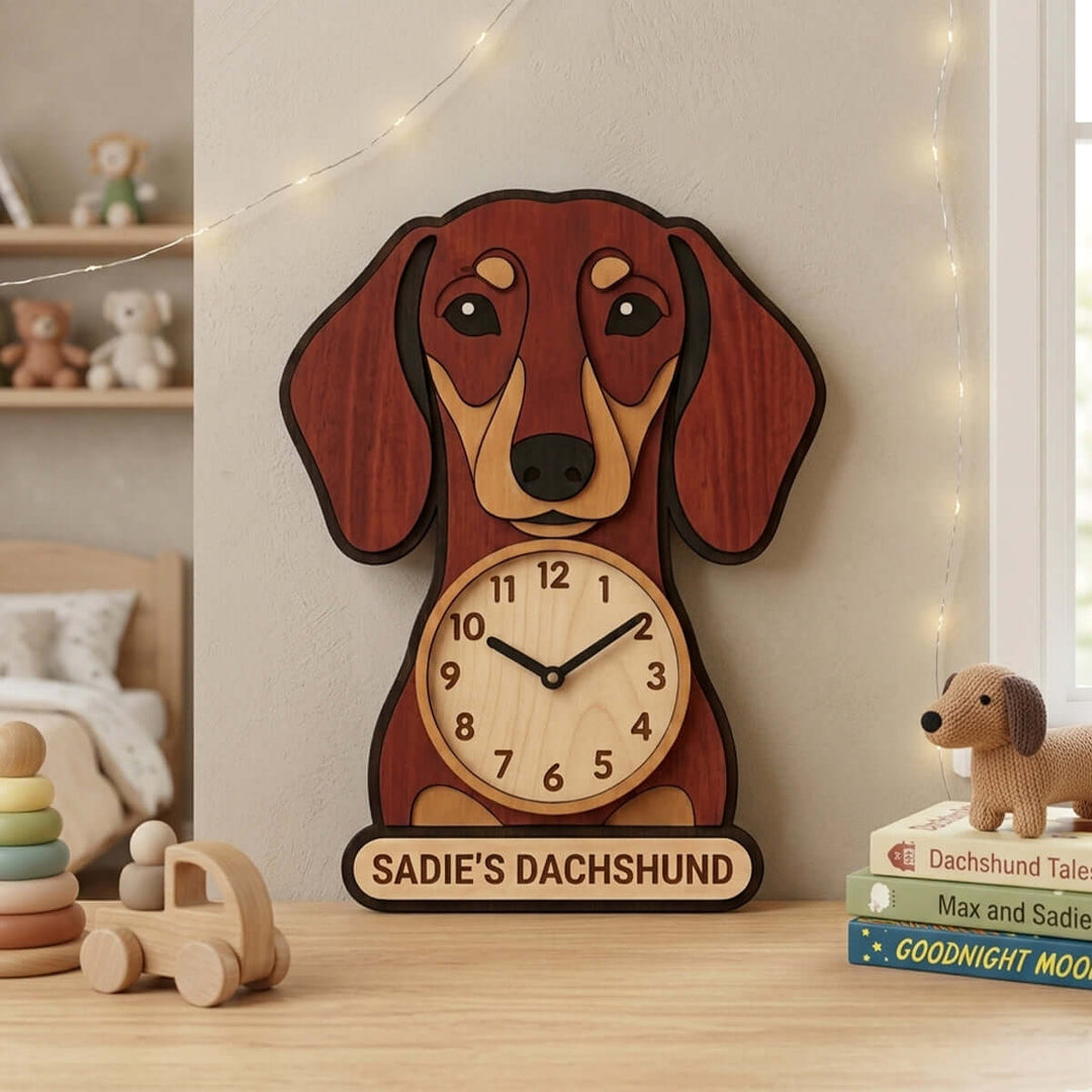 Personalized Animal Wall Clock with Custom Name for Kids Woodemon