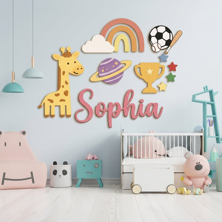 Personalized Wooden Nursery Name Sign – Custom Kids Room Wall Decor