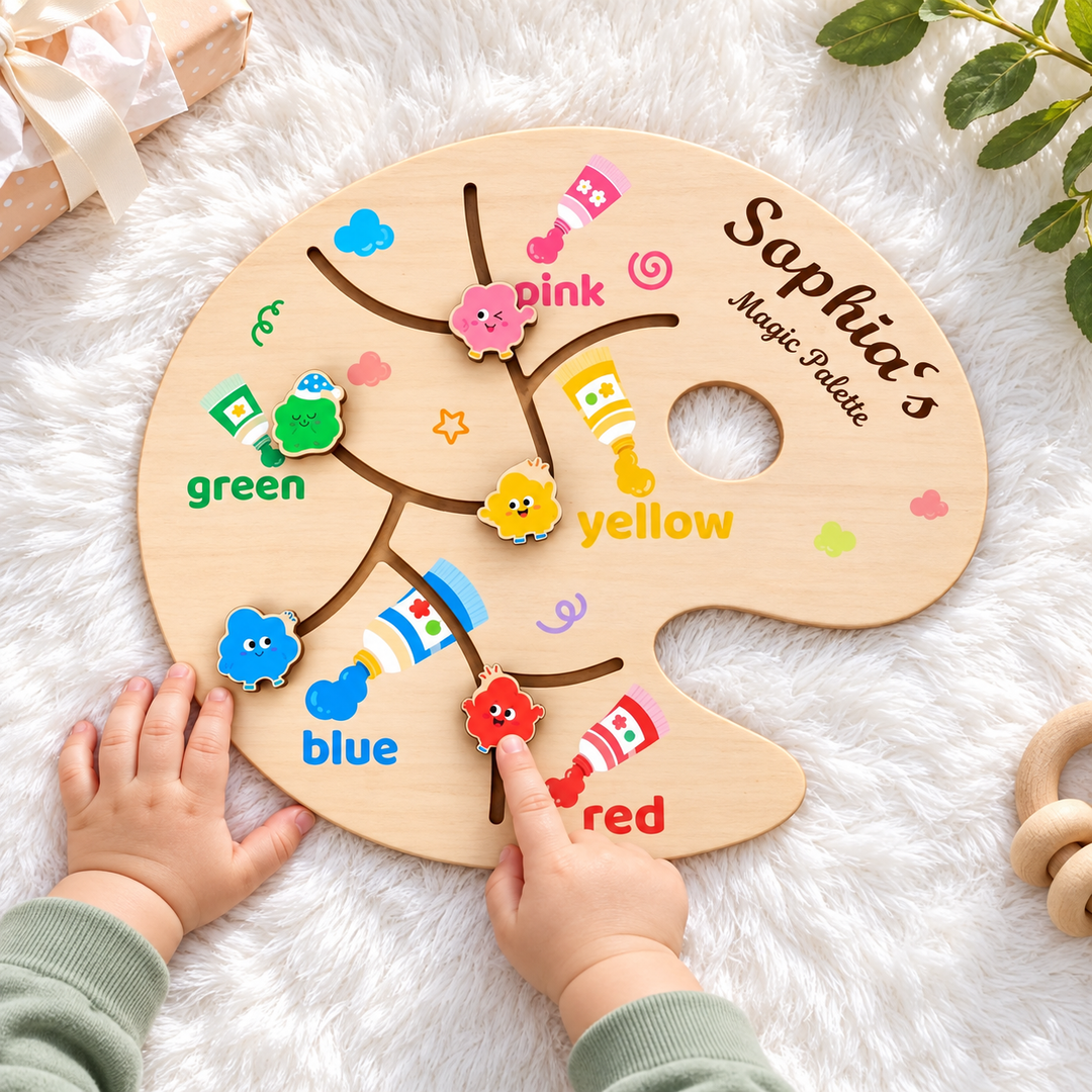 Personalized Montessori Sliding Color Matching Toy Woodemon