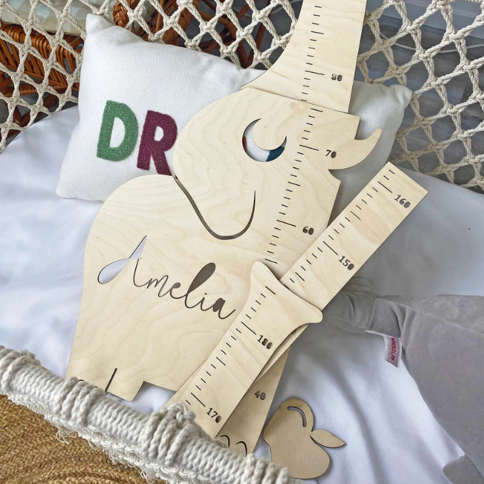 Personalized Wooden Baby Growth Chart - Elephant