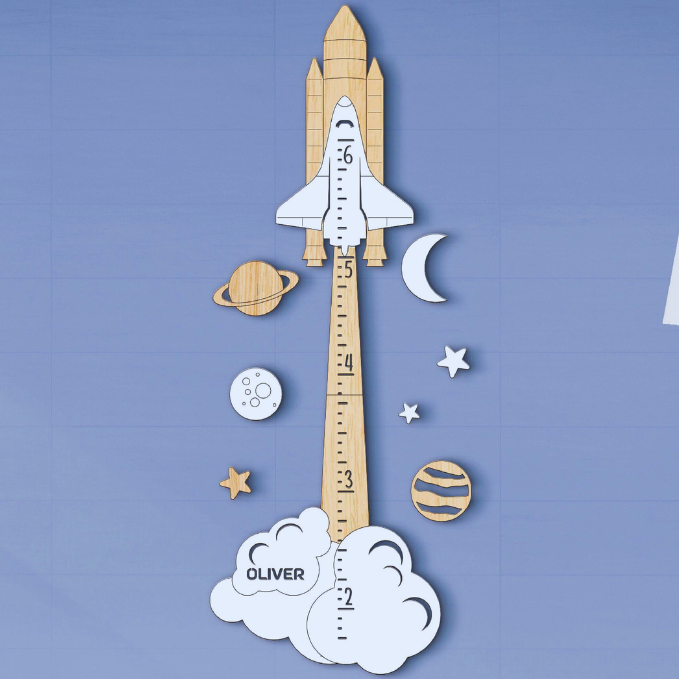 Personalized Wooden Space Themed Baby Growth Chart