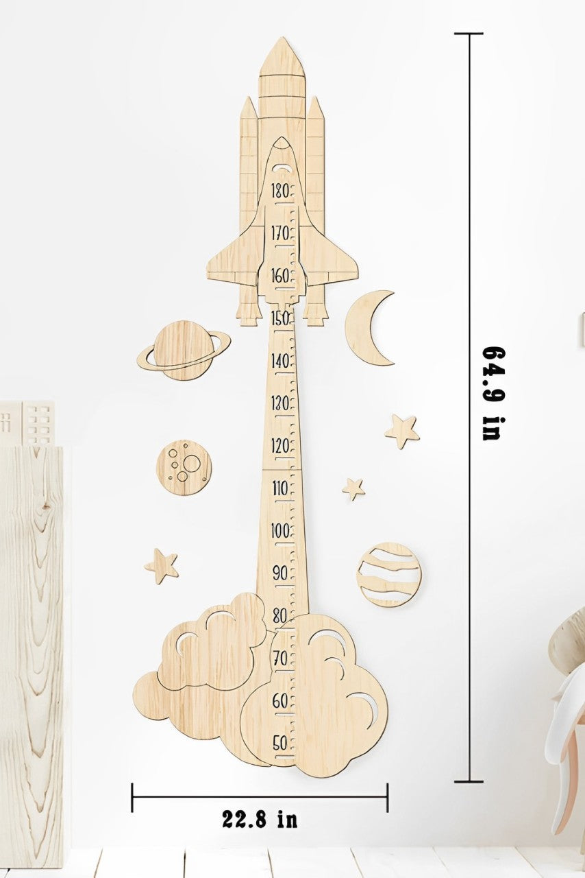 Personalized Wooden Space Rocket Growth Chart Ruler - Product Details